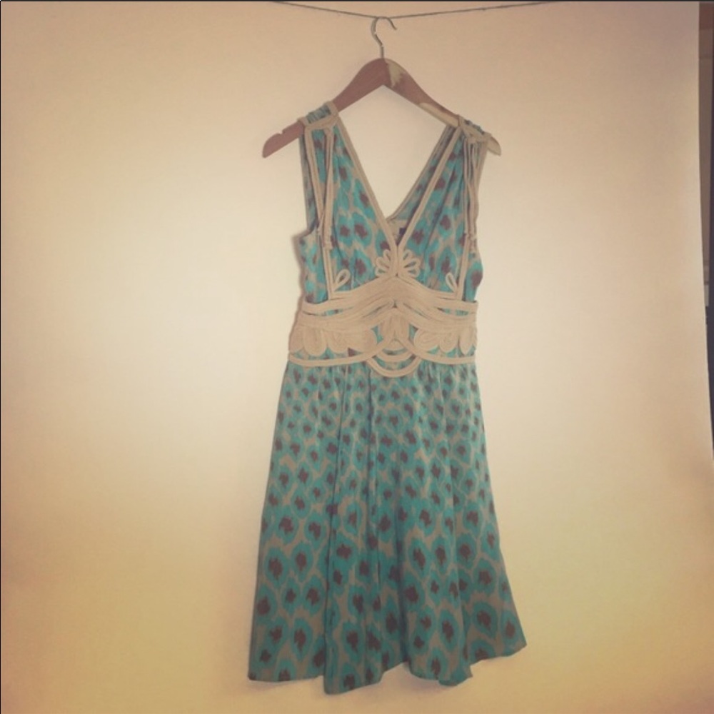 Teal tan and brown dress